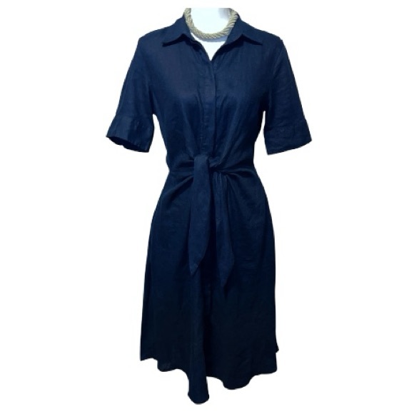 Lauren Ralph Lauren Dresses & Skirts - Ralph Lauren Tie-front Linen Shirtdress with pockets in navy